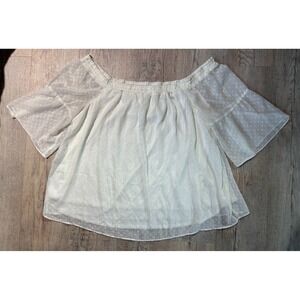 Maurices Babydoll Blouse Women's‎ 3XL Cream Off Shoulder Poly Layered Boho Top